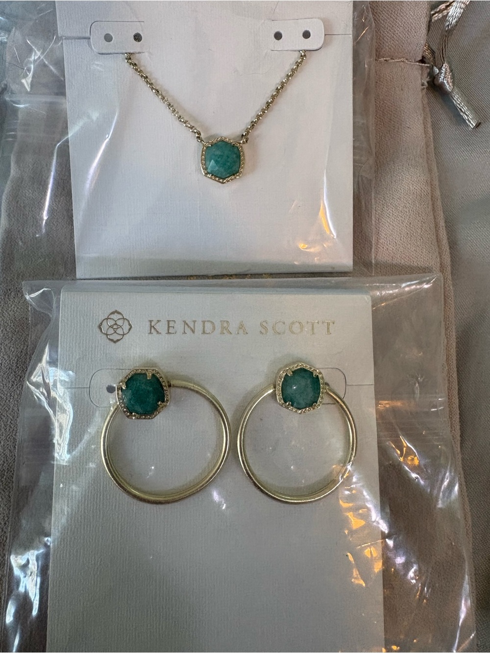 Kendra Scott Gold Hoop Earrings with Teal Stones Davie